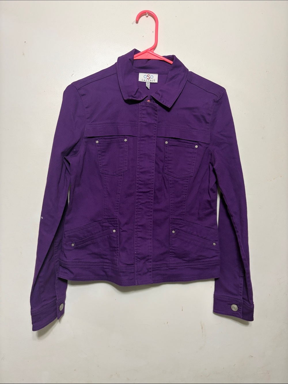 OSO Casual Women's Purple Denim Jacket with Snap Front